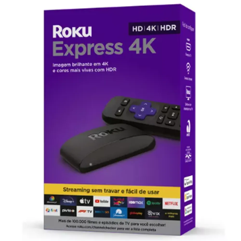 Roku Express 4K Aparelho Smart para TV HD/4K/HDR com controle remoto Inclui Cabo HDMI Premium