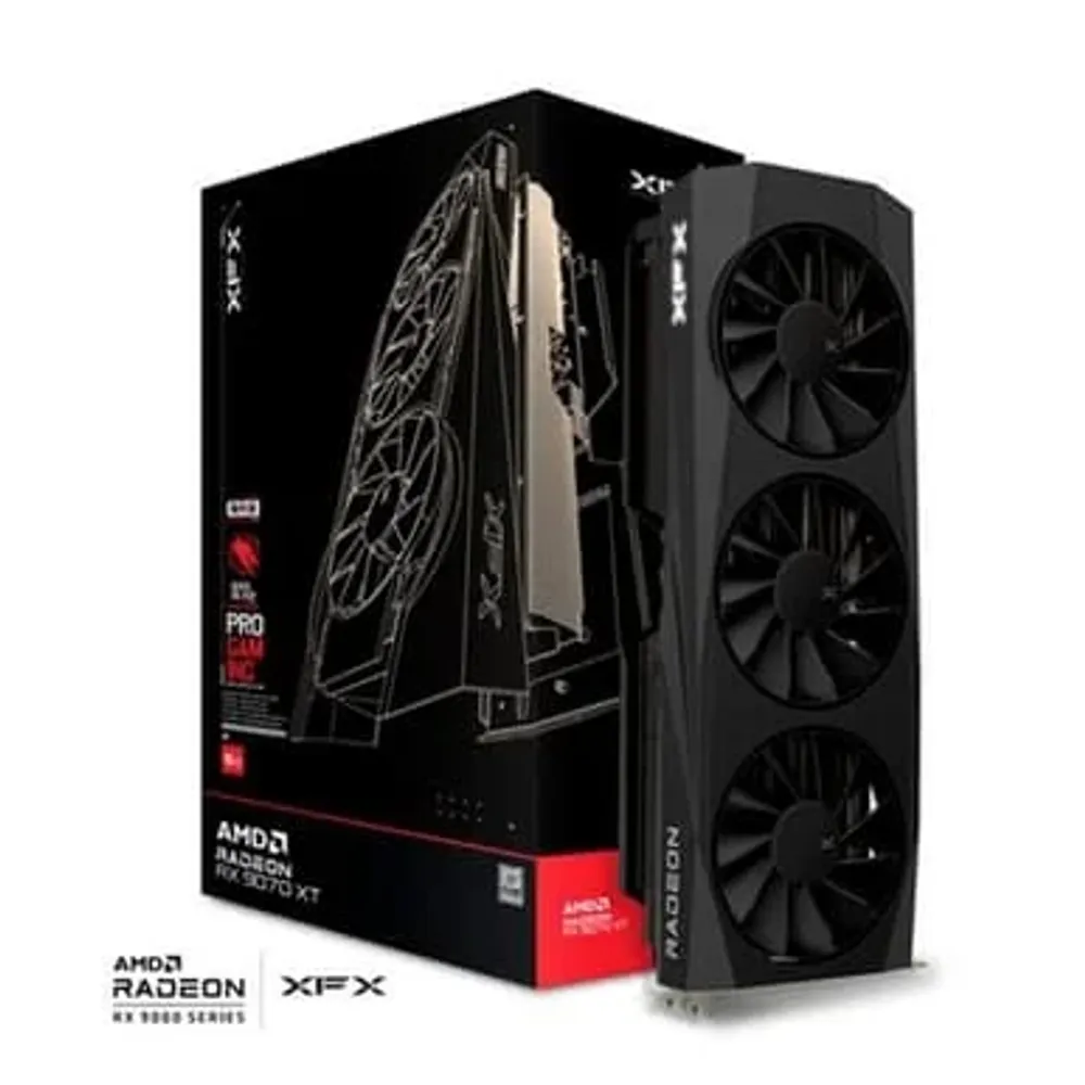 Placa de Vídeo XFX Quicksilver RX 9070 XT GAMING EDITION WITH 16GB AMD Radeon, GDDR6, HDMI 3xDP, RDNA 4 - RX-97TQICKB9