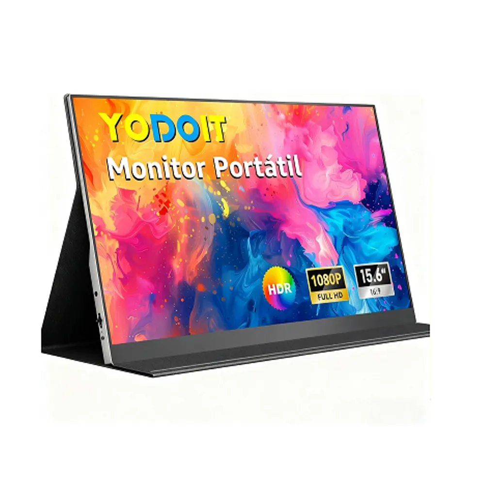 odoit Monitor Portátil 15,6" 1080P 100% SRGB FHD Tela com Porta USB Tipo C HDMI com Capa Inteligente Compatível com Laptop, PC, MacBook, Xbox, PS5, Phone