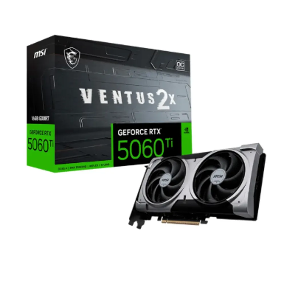 Placa De Video MSI GeForce RTX 5060 Ti Ventus 2X OC Black Plus 16gb