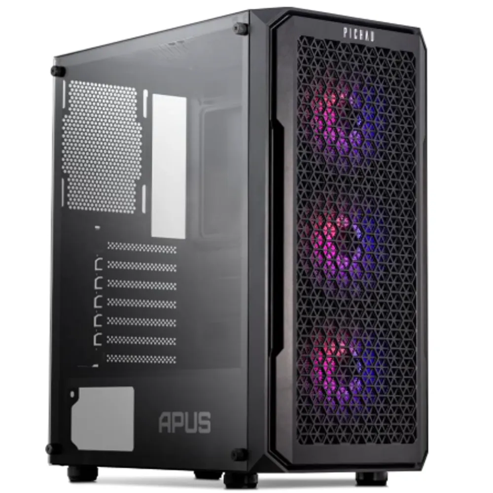 Gabinete Gamer Pichau Apus RGB | Mid-Tower, Lateral de Vidro Temperado | Com 3 Fans | Preto | PG-APS-RGB01