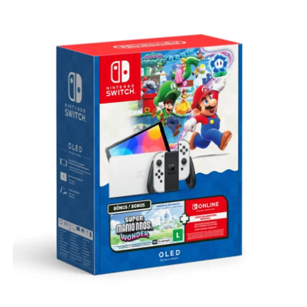 Console Nintendo Switch OLED + Super Mario Bros. Wonder + 3MO NOS - NT000053NSW
