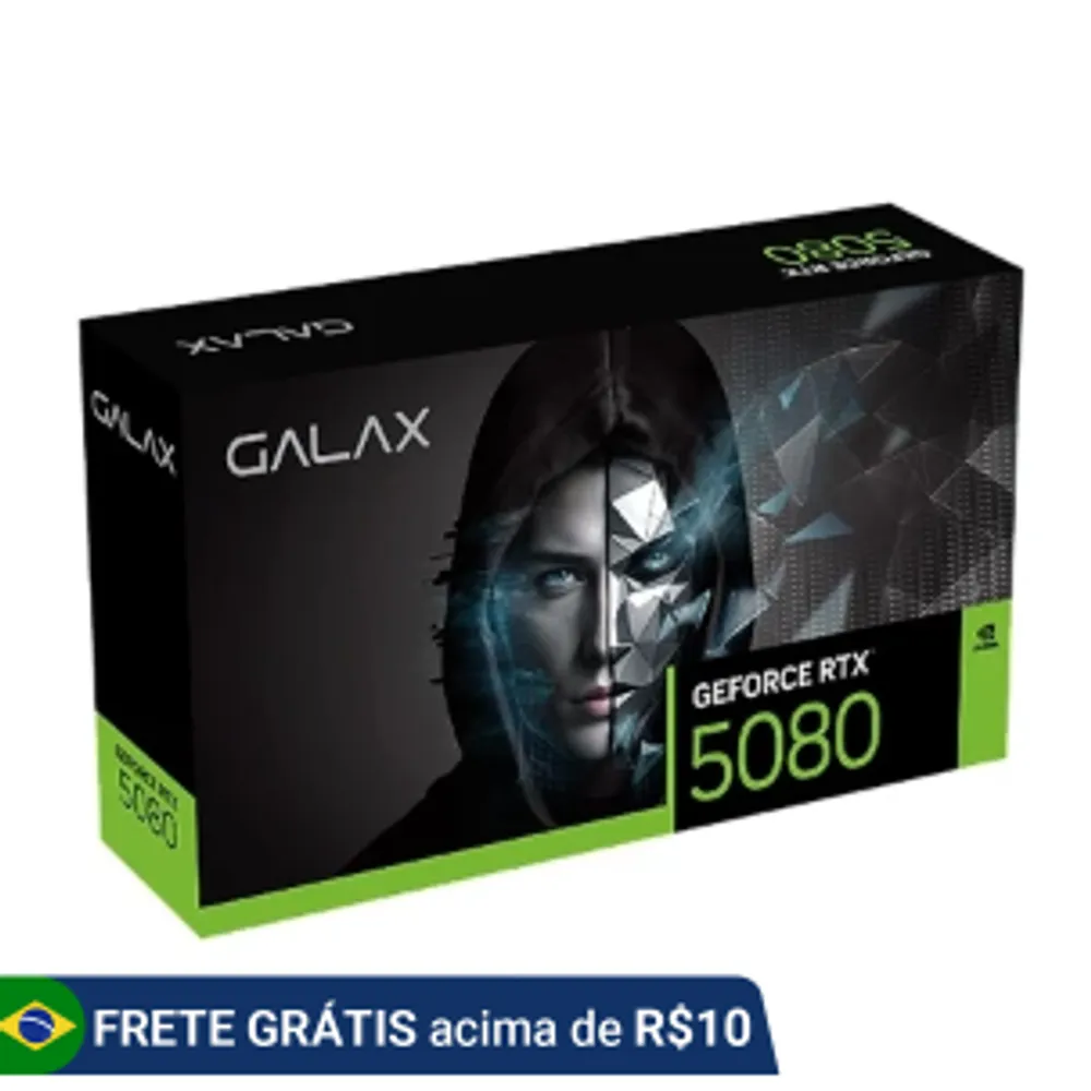 Placa de Vídeo NVIDIA GeForce Galax RTX 5080 1-Click OC 16 GB GDDR7 256 bits DP2.1b*3/HDMI 2.1b/DLSS 4 - 58NZN6MDBBOC
