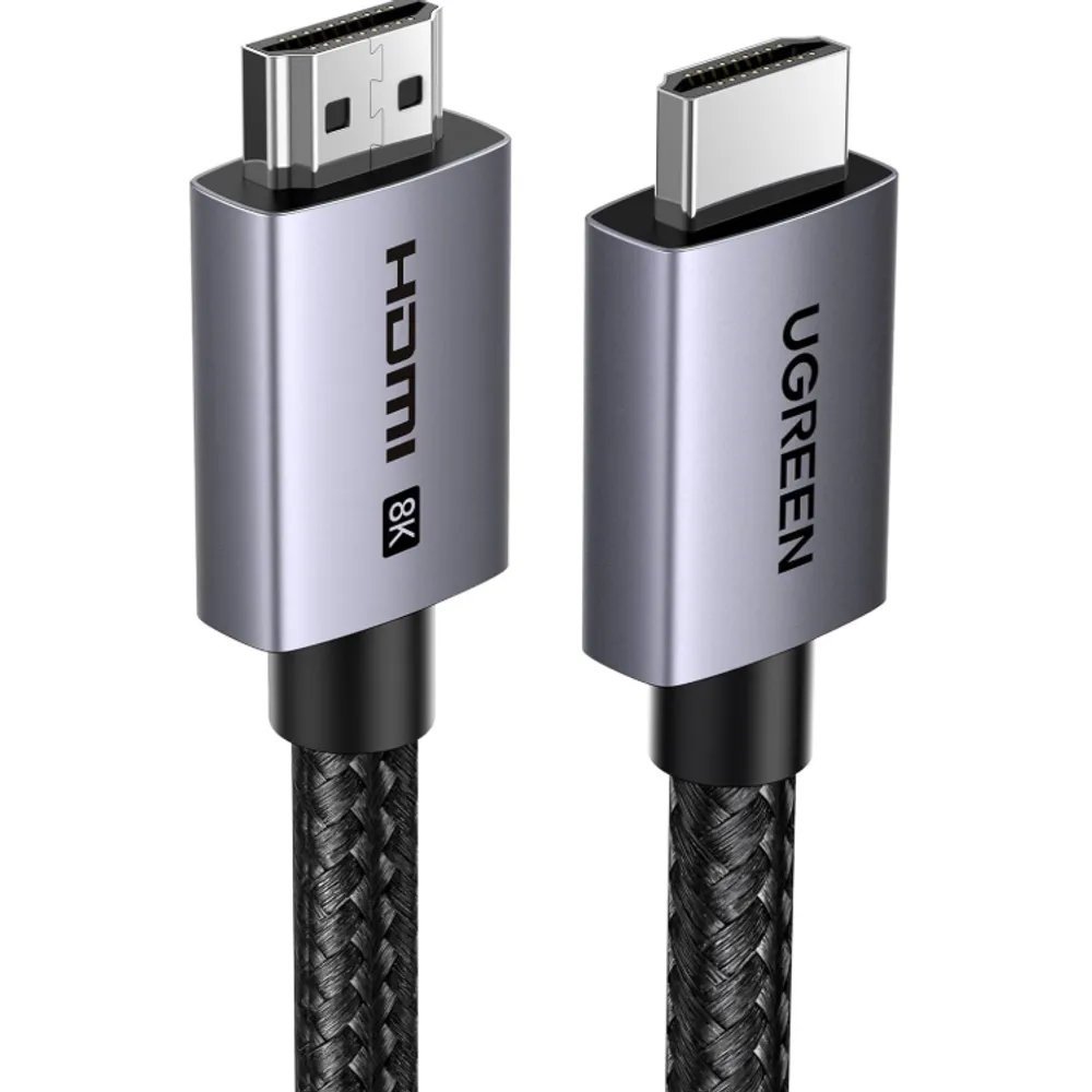 UGREEN Cabo HDMI 2.1 8K@60Hz Blindado 48 Gbps 1 M Nylon Trançado | Certificado de Alta Velocidade, eARC, HDR, Dolby Atmos, Compatível com PS5/Blu-ray/TV/Monitor