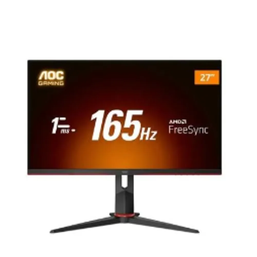 Monitor Gamer Aoc 27" Full HD, 165Hz, 1Ms, Displayport, HDMI E VGA, Ajuste De Altura - 27g2s/bk