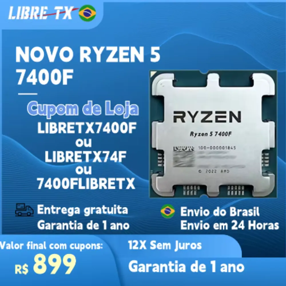 Processador AMD Ryzen 5 7400F Novo (BR)