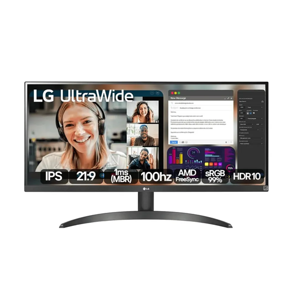 Monitor LG UltraWide™ - Tela IPS de 29", 21:9, HDR10, sRGB 99%, 100Hz - 29WQ500