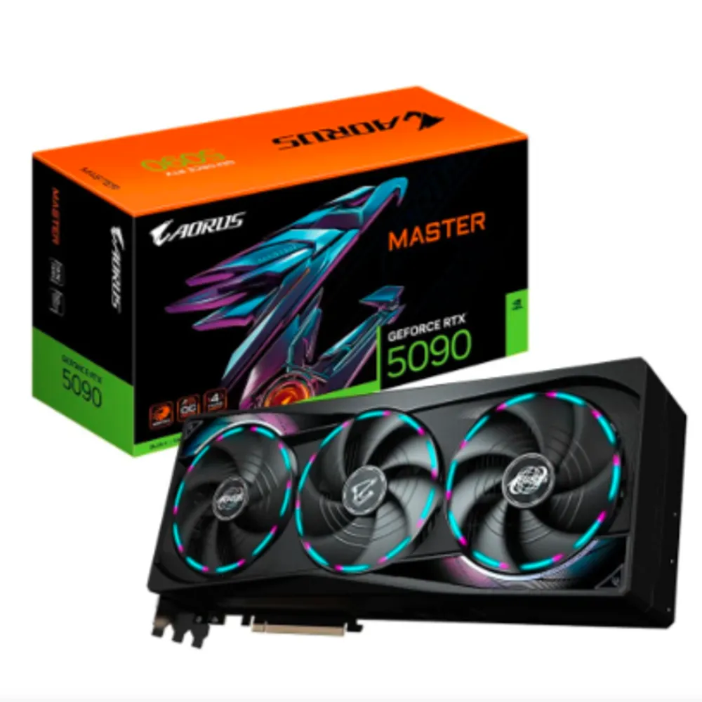 Placa de Vídeo Gigabyte RTX 5090 AORUS MASTER 32G NVIDIA GeForce, 32GB, GDDR7, RGB, G-Sync, Ray Tracing, DLSS 4, HDR - GV-N5090AORUS M-32GD