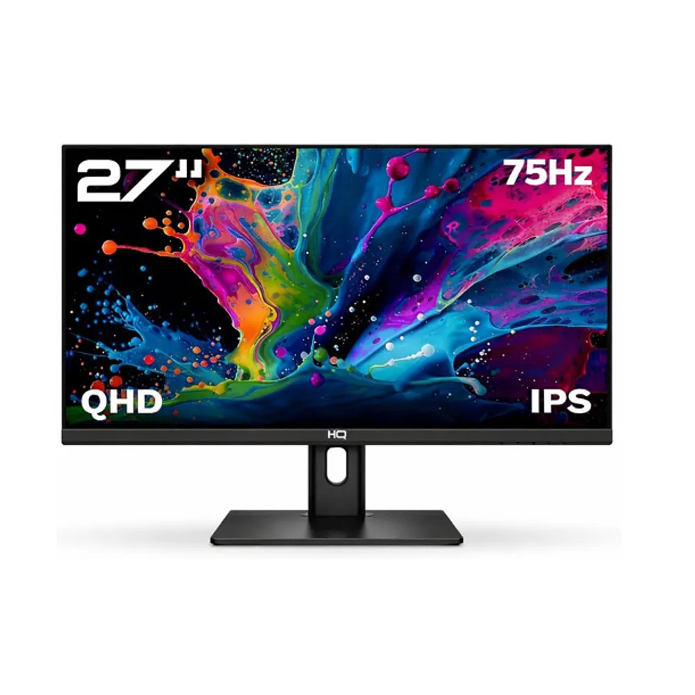 Monitor HQ Pro 27”, IPS, 1MS, QHD 2560x1440, Ergonômico, Ajuste de Altura e Rotação, HDMI + DP Frameless HQ27AJ75