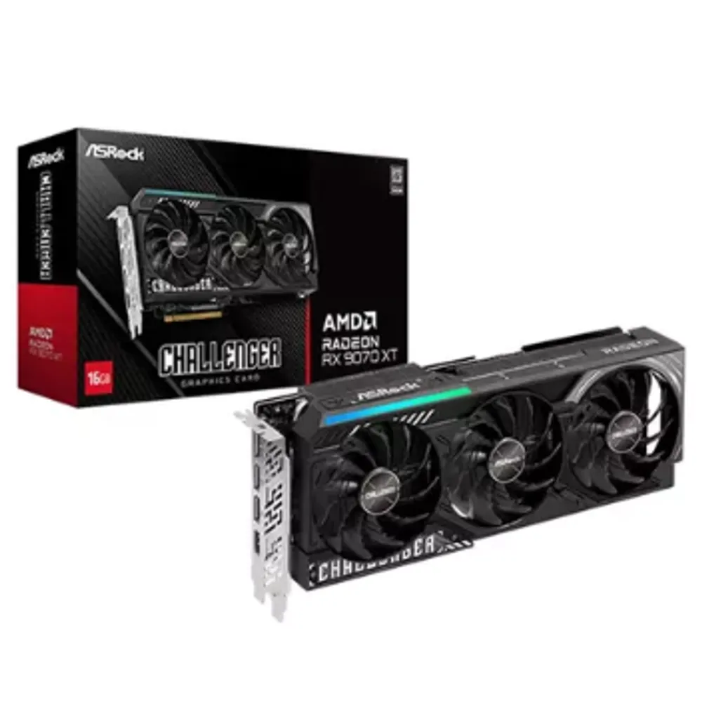 Placa de Vídeo Gpu Asrock Amd Radeon Rx 9070 Xt Challenger 16gb Gddr6 256 Bits 90-Ga61zz-00uanf