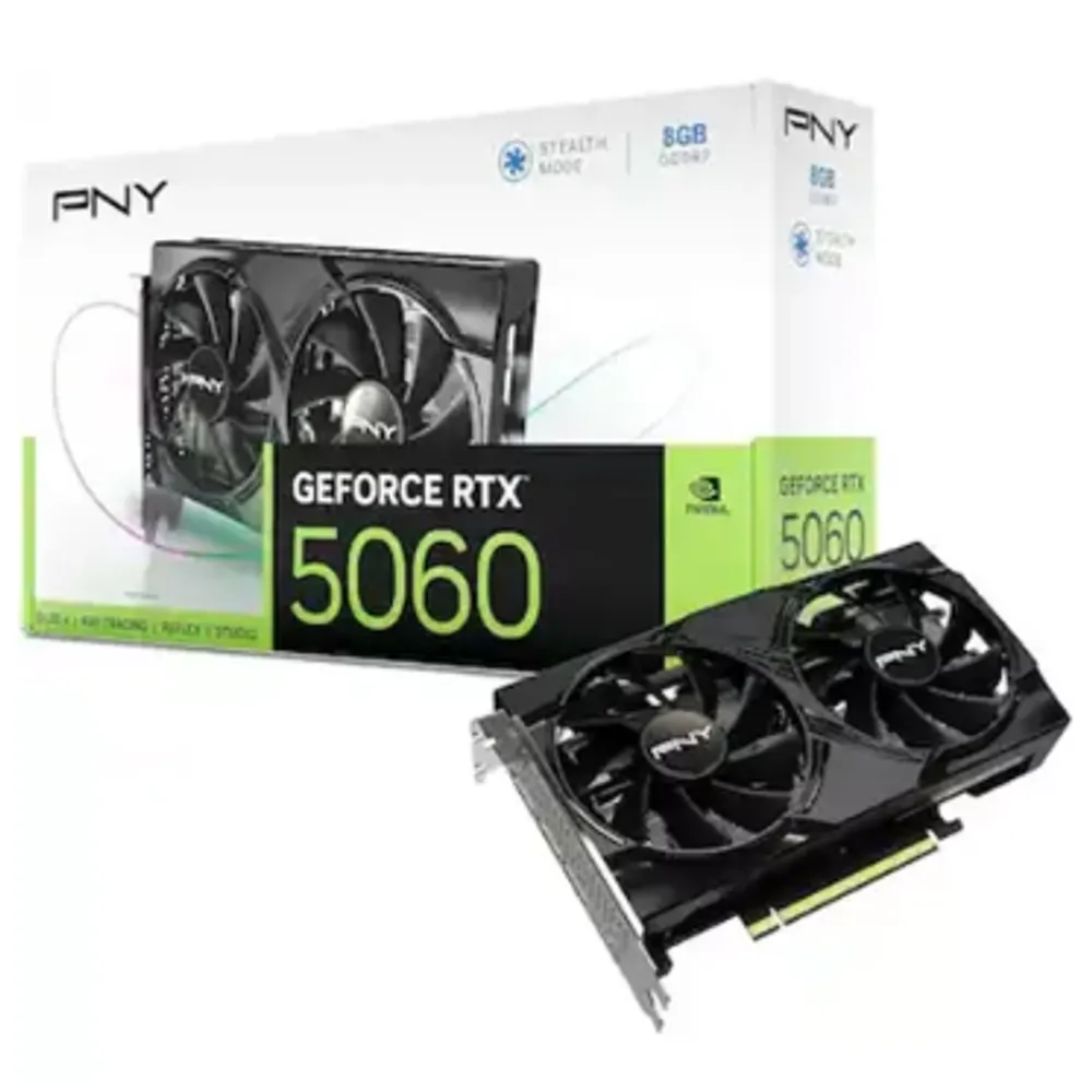 Placa de Vídeo NVIDIA GeForce PNY RTX5060 8GB DUAL FAN OC Blackwell- VCG50608DFXPB1-O