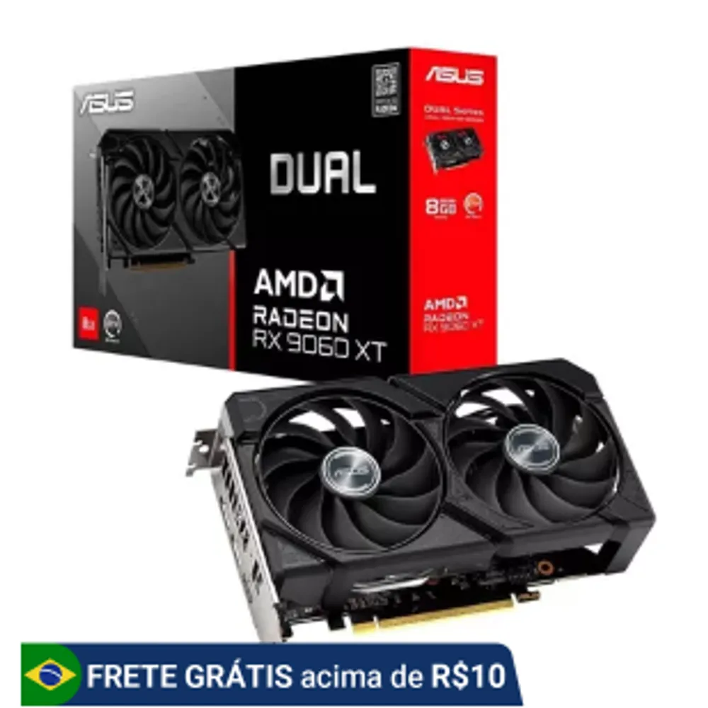 Placa de vídeo AMD Radeon ASUS RX9060XT Dual Series 8G GDDR6 128 bitS 90YV0MI1-M0NA00