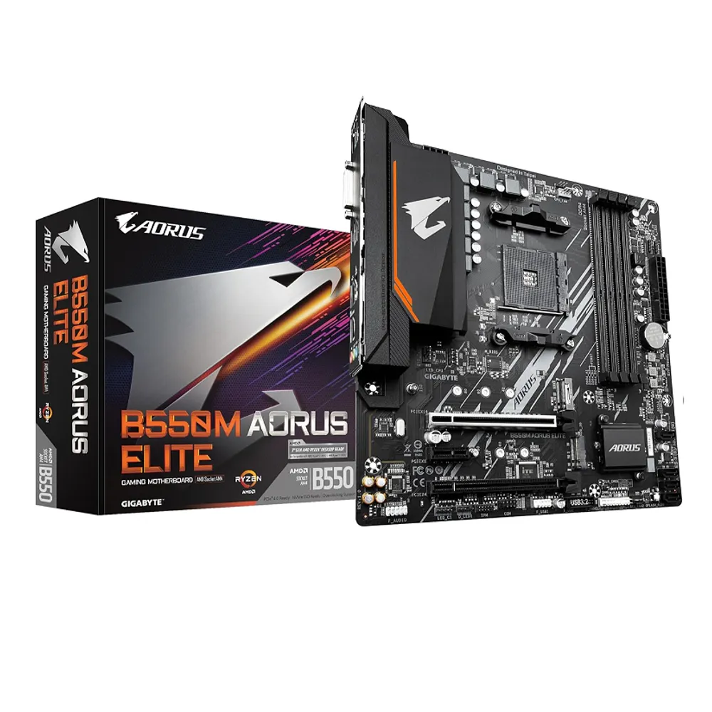 Placa Mãe Gigabyte B550M AORUS ELITE (AM4/DDR4/HDMI/M.2(PCIe,NVMe,SATA3)/VRM Solution/USB3.2) - B550M AORUS ELITE