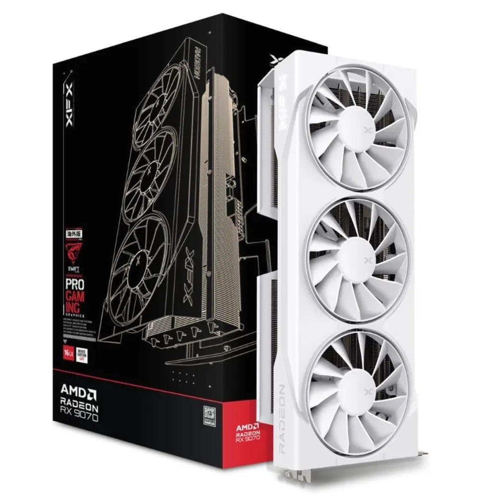 XFX Swift AMD Radeon RX 9070 OC Branco Triple Fan Gaming Edition com 16GB GDDR6 HDMI 3xDP, AMD RDNA 4 RX-97SWFB3W9