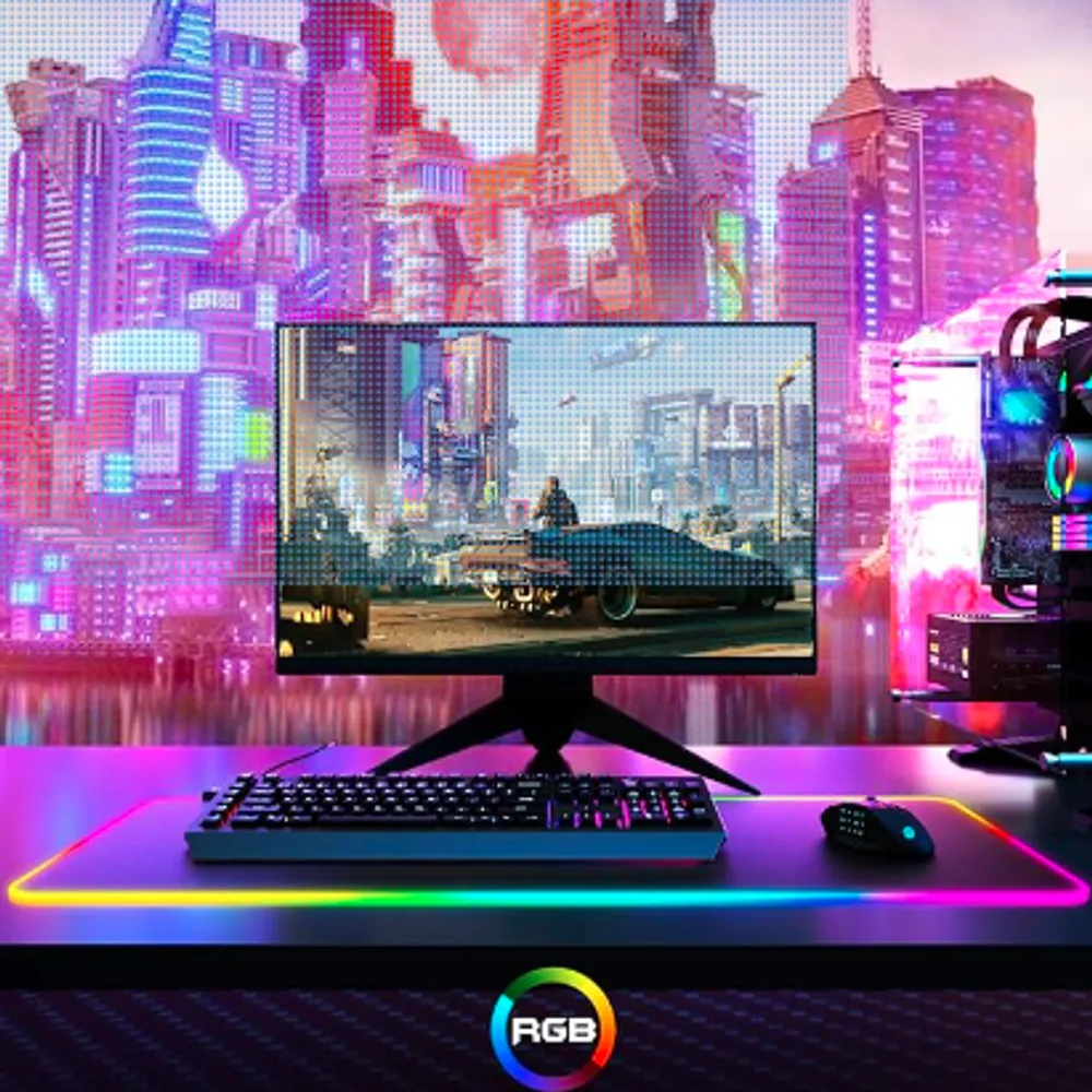 Mouse pad para jogos RGB, UtechSmart Mouse pad grande estendido macio com 14 modos de iluminação, 2 níveis de brilho, mousepads para teclado de computador 800 x 300 mm / 31,5 × 11,8 polegadas