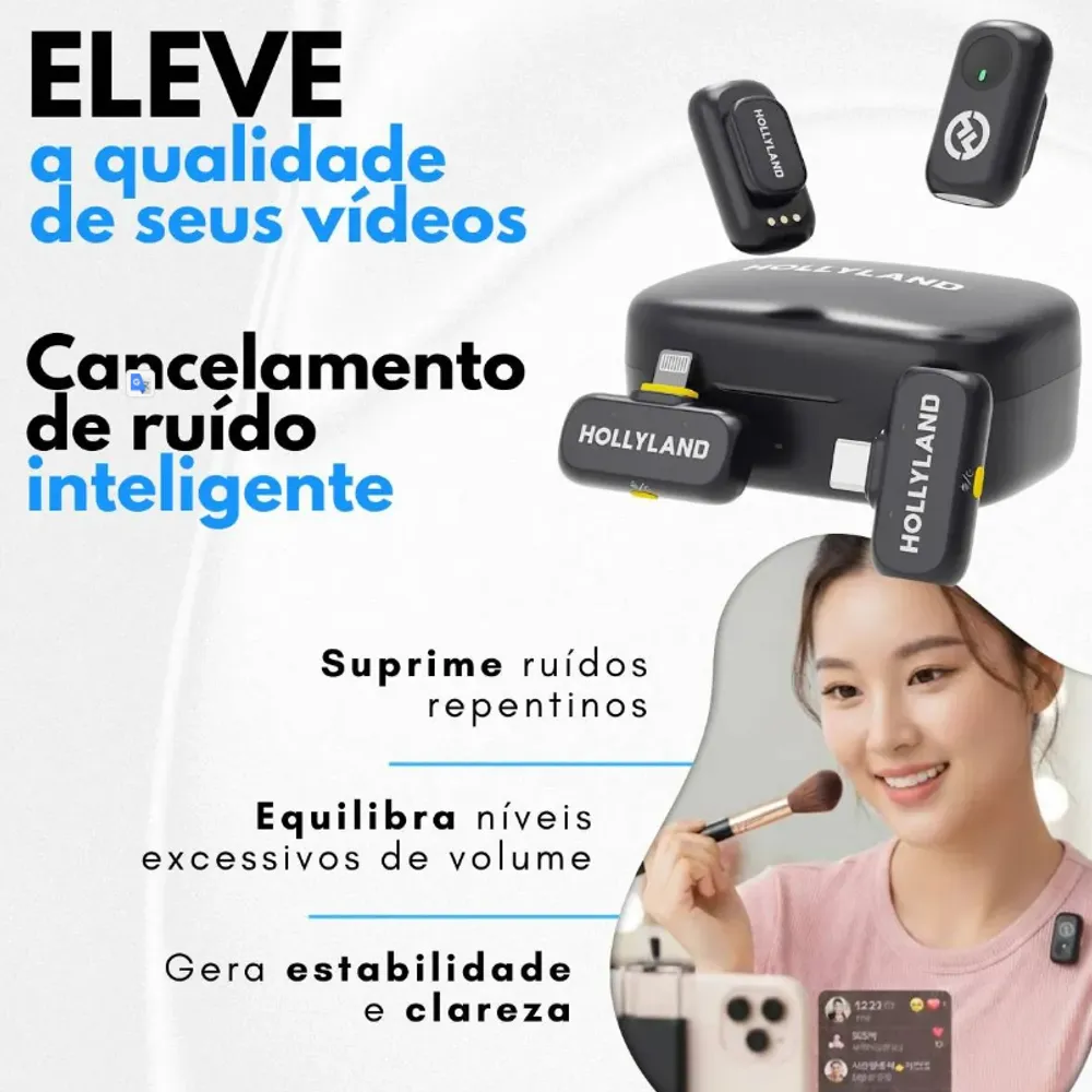 Microfone sem fio Hollyland Lark A1 Combo cor preto