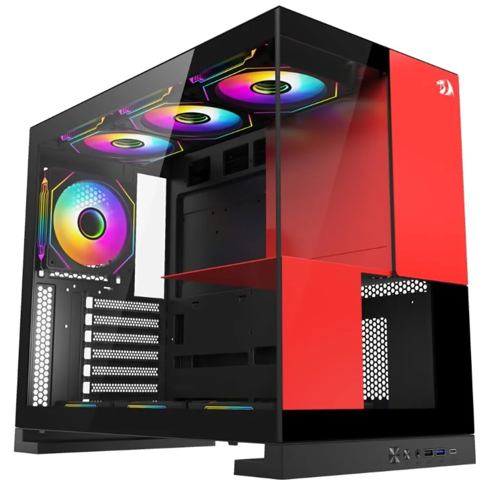 Gabinete Gamer Redragon Eternal Preto e Vermelho Sem Fans CA-612BR