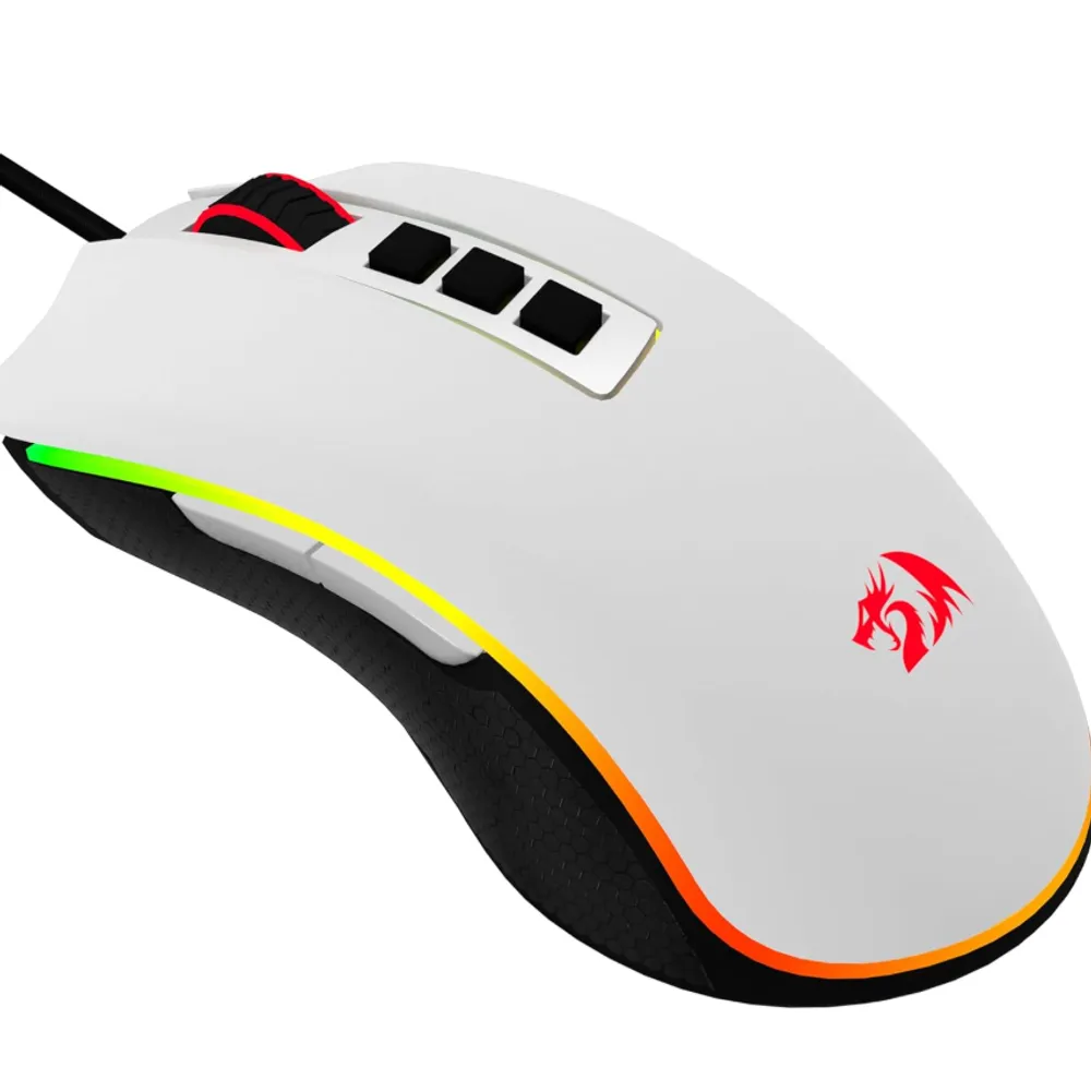 Mouse Gamer Redragon Cobra V2 Special Edition Cypher Branco e Preto RGB M711A-RGB