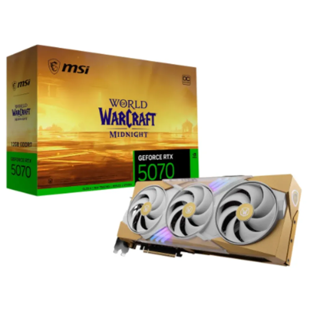 Placa De Vídeo MSI RTX 5070 World Of Warcraft Midnight Light Edition OC NVIDIA GeForce, 12GB, GDDR7, 192-Bit, RGB - RTX 5070 12GB