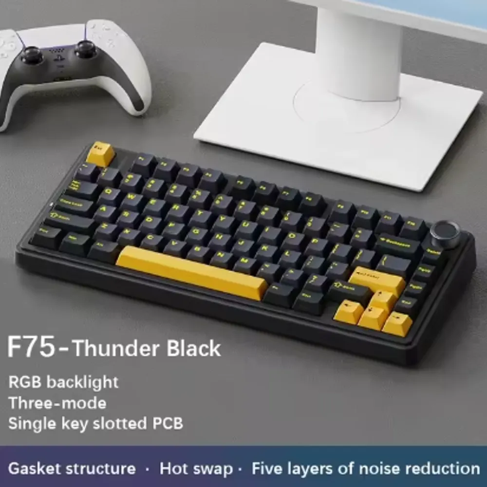 AULA F75 2.4G Wireless/Bluetooth/Wired Gaming Mechanical Keyboard RGB Customized 75% Layout OEM Profile Gasket Structure