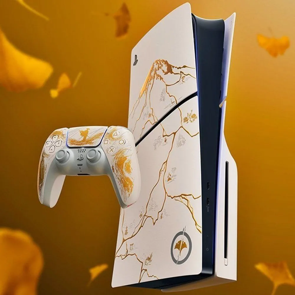 Console Sony PlayStation 5 Slim Com Leitor de Discos, Edição Limitada Ouro, Ghost of Yotei, SSD 1TB, Controle Sem Fio DualSense - 1000048424