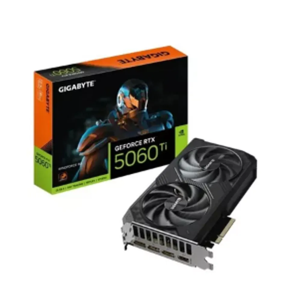 Placa de Vídeo NVIDIA GeForce GIGABYTE RTX5060TI 8GB Windforce 2X GDDR7 128 Bits - HDMI/3X DP- GV-N506TWF2-8GD
