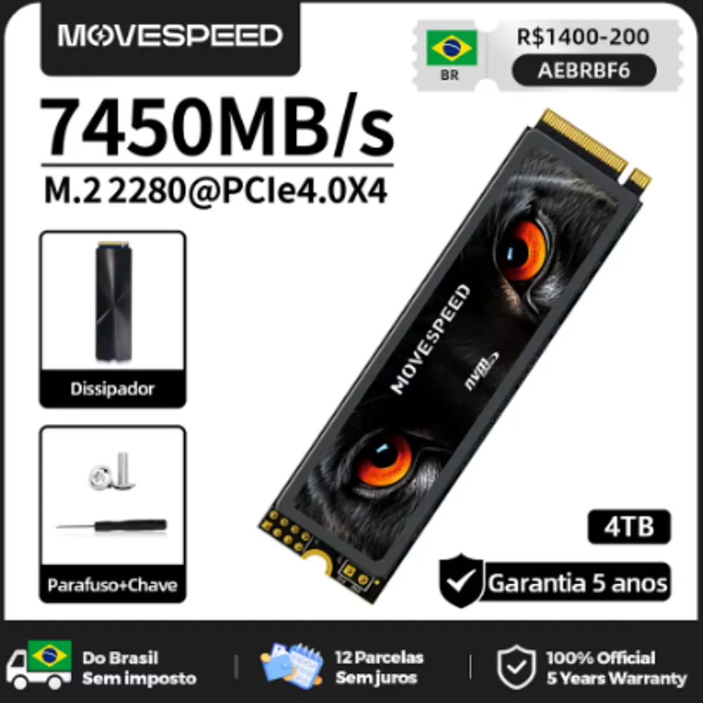 Ssd Nvme Movespeed 4TB Gen4 7450mb/s link 1028 (BR)