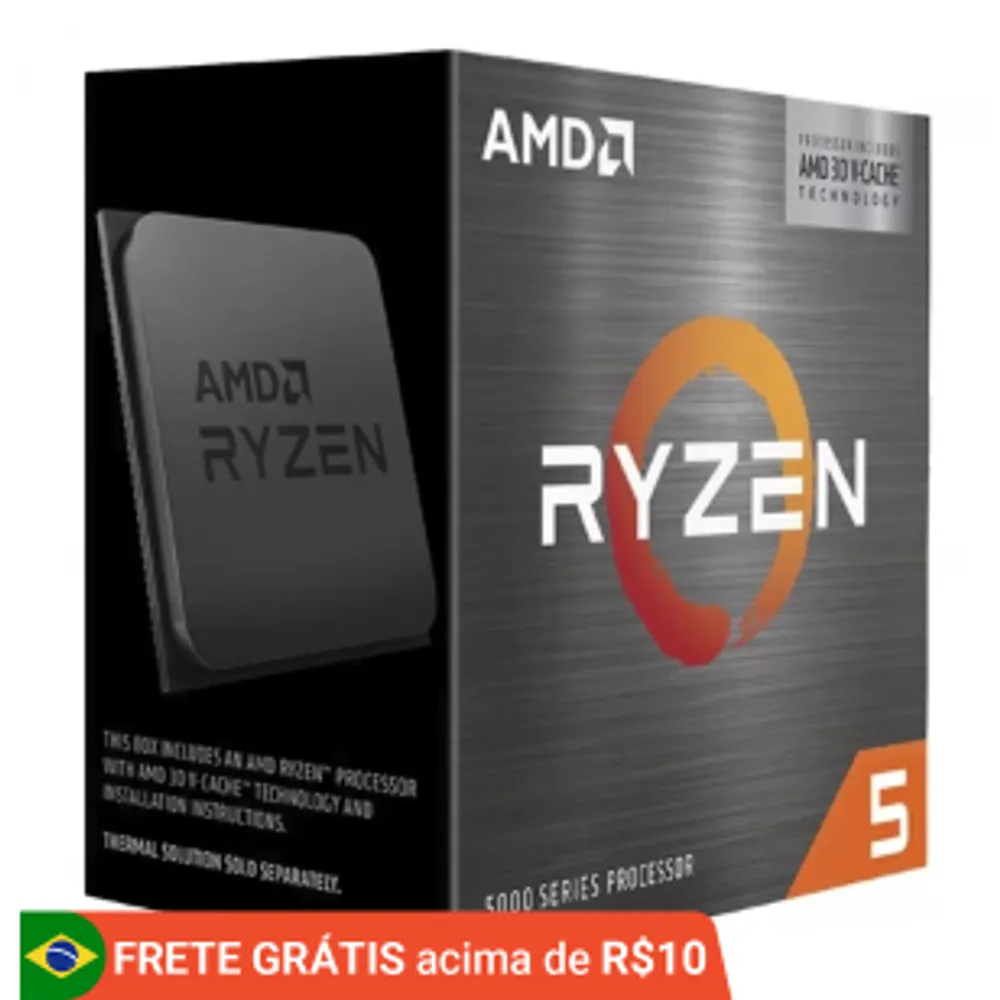 Processador AMD Ryzen 5 5500X3D, 3.0GHz (4.0GHz Turbo), 6-Cores 12-Threads, AM4, Sem Cooler, Sem Vídeo Integrado