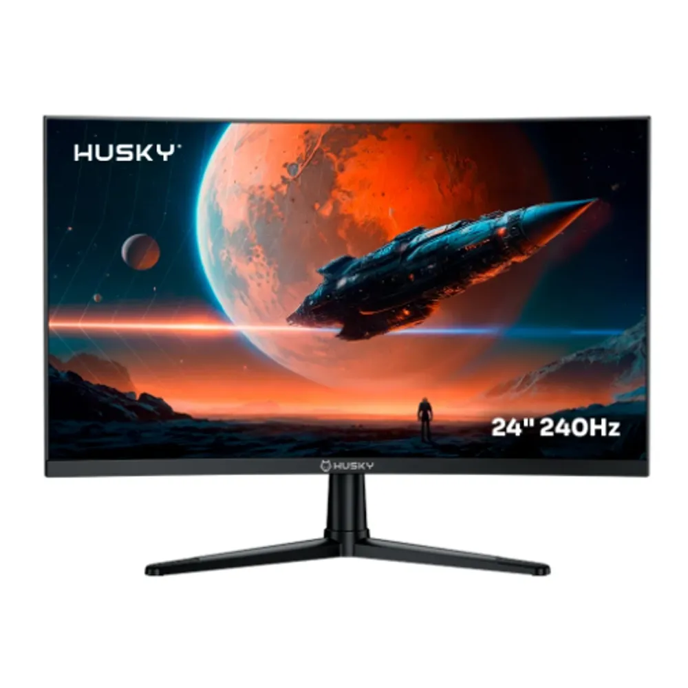 Monitor Gamer Curvo Husky Boreal 24", FHD, 240Hz, 1ms, Adaptive Sync, VA, DisplayPort e HDMI, HDR - HMG00524PT