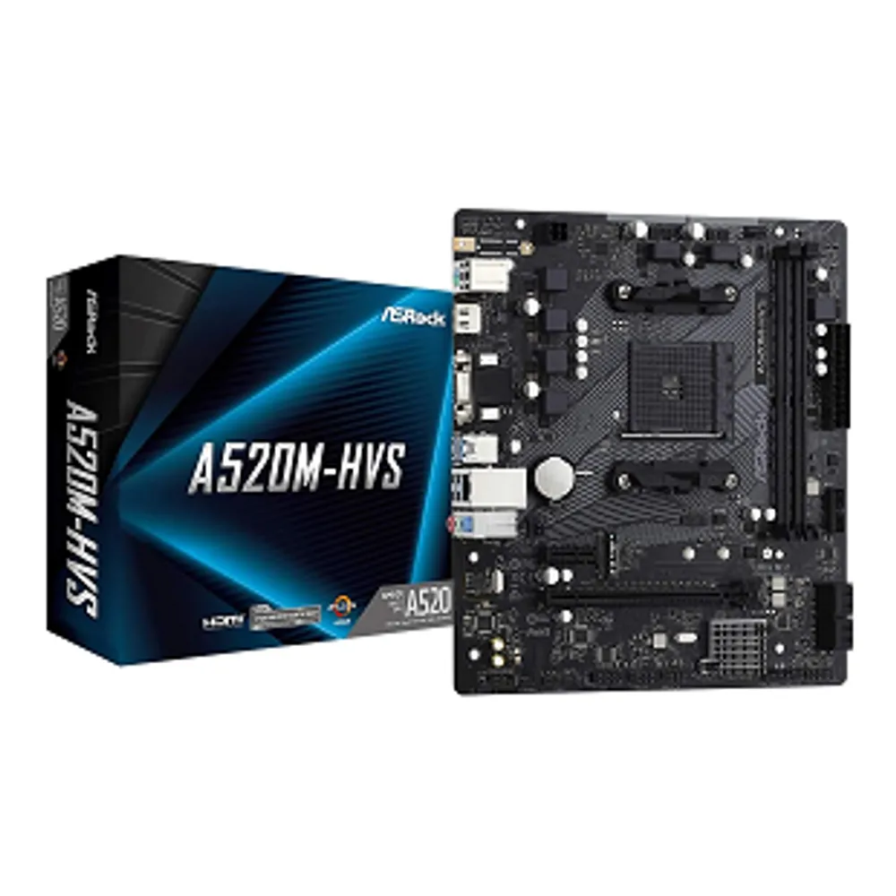 Placa Mãe AsRock A520M-HVS (AM4/DDR4/HDMI/VGA/M.2/USB3.2)