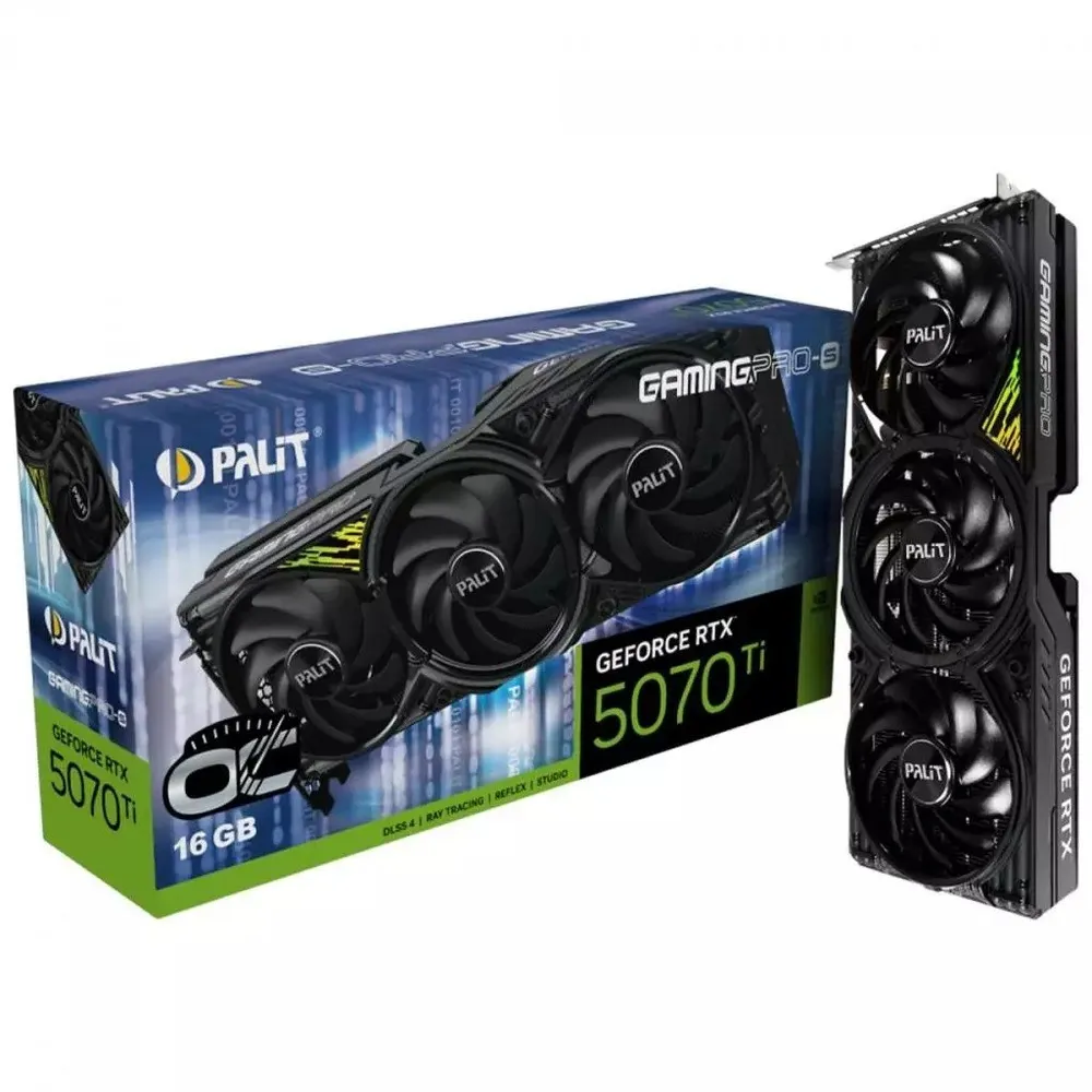 Placa de Vídeo Palit NVIDIA GeForce RTX 5070 Ti GamingPro-S OC 16GB GDDR7 DLSS NE7507TS19T2-GB2031U