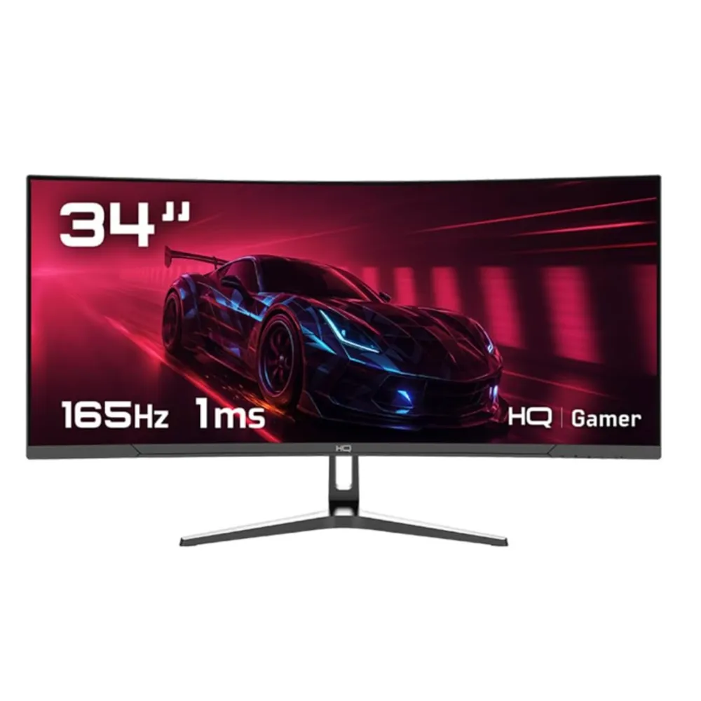 Monitor Gamer 34" Curvo 1ms, 165Hz, UltraWide (QHD) - 3440x1440 AMD FreeSync, HDMI, DP, HQ Premium HQ34C16 Bivolt