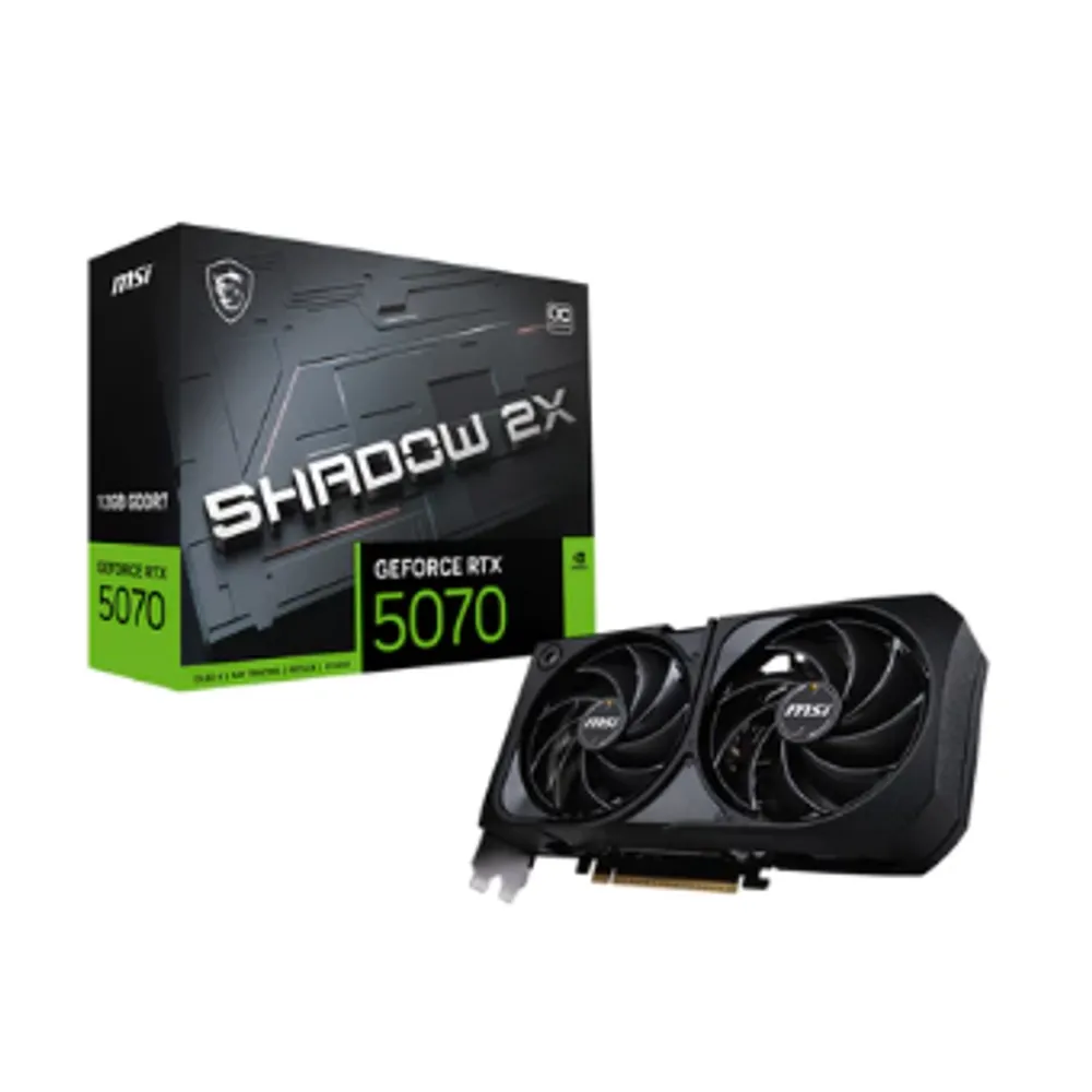 Placa de Vídeo MSI GeForce RTX 5070 Shadow 2X OC, 12GB, GDDR7, 192-bit, 912-V532-076