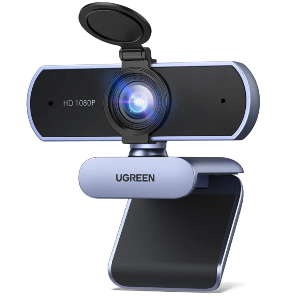 UGREEN Webcam Full HD 1080P com Microfone, Campo de Visão de 85°, Redução de Ruído, USB Plug and Play, Correção Automática de Luz, Adequada para Streaming/Conferência, Zoom/Skype/YouTube