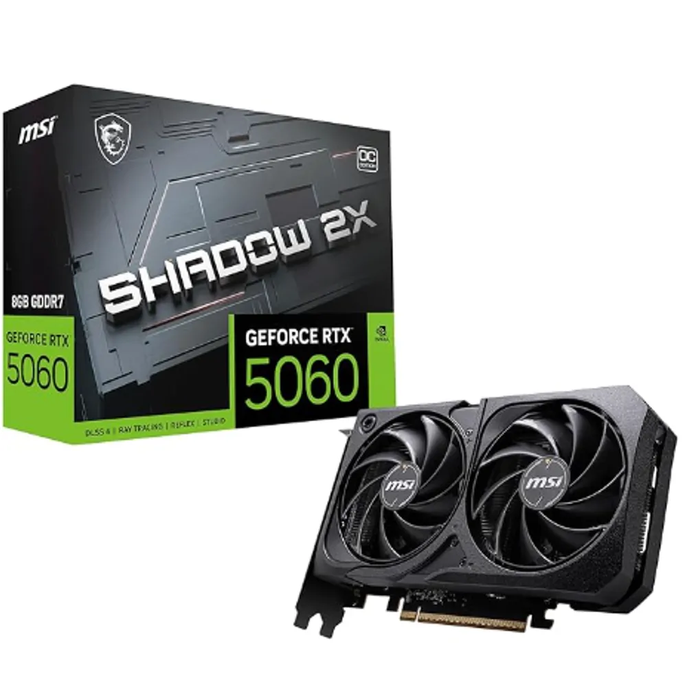 Placa de Video MSI RTX 5060 Shadow 2X OC, 8GB, GDDR7-912-V537-037