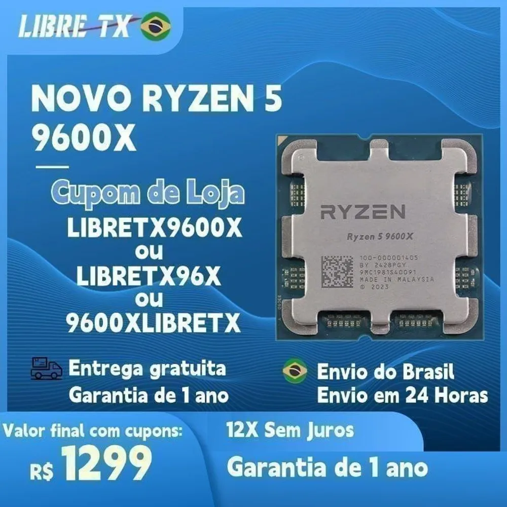 Processador AMD Ryzen 5 9600X Novo link 5760 (BR)