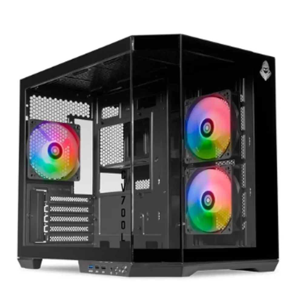 Gabinete Gamer Mancer CV700L, Mid Tower, Lateral De Vidro, 3 Fans ARGB, Preto, MCR-CV700L-BK3F