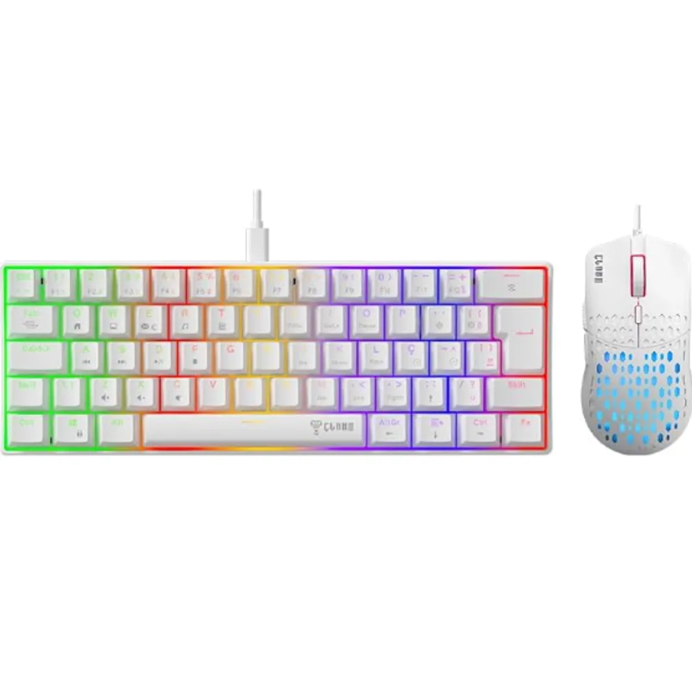 Combo Gamer Reaver Duo Snow Clanm Kit Completo com Teclado Mecânico, Mouse Gamer, Headset RGB e Mousepad, Conforto, Performance e Design Elegante para Gamers