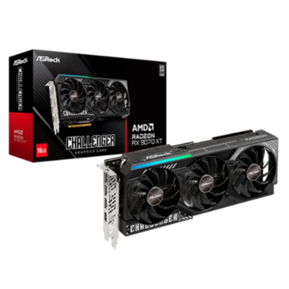 Placa de Vídeo ASRock Radeon RX 9070 XT Challenger, AMD, 16GB - 90-GA61ZZ-00UANF