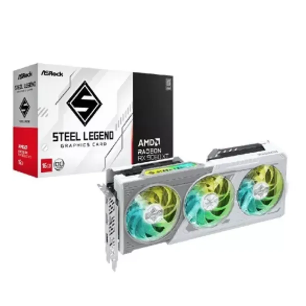 Placa de Vídeo ASRock AMD Radeon RX 9060 XT Steel Legend OC 16GB GDDR6 128 Bi