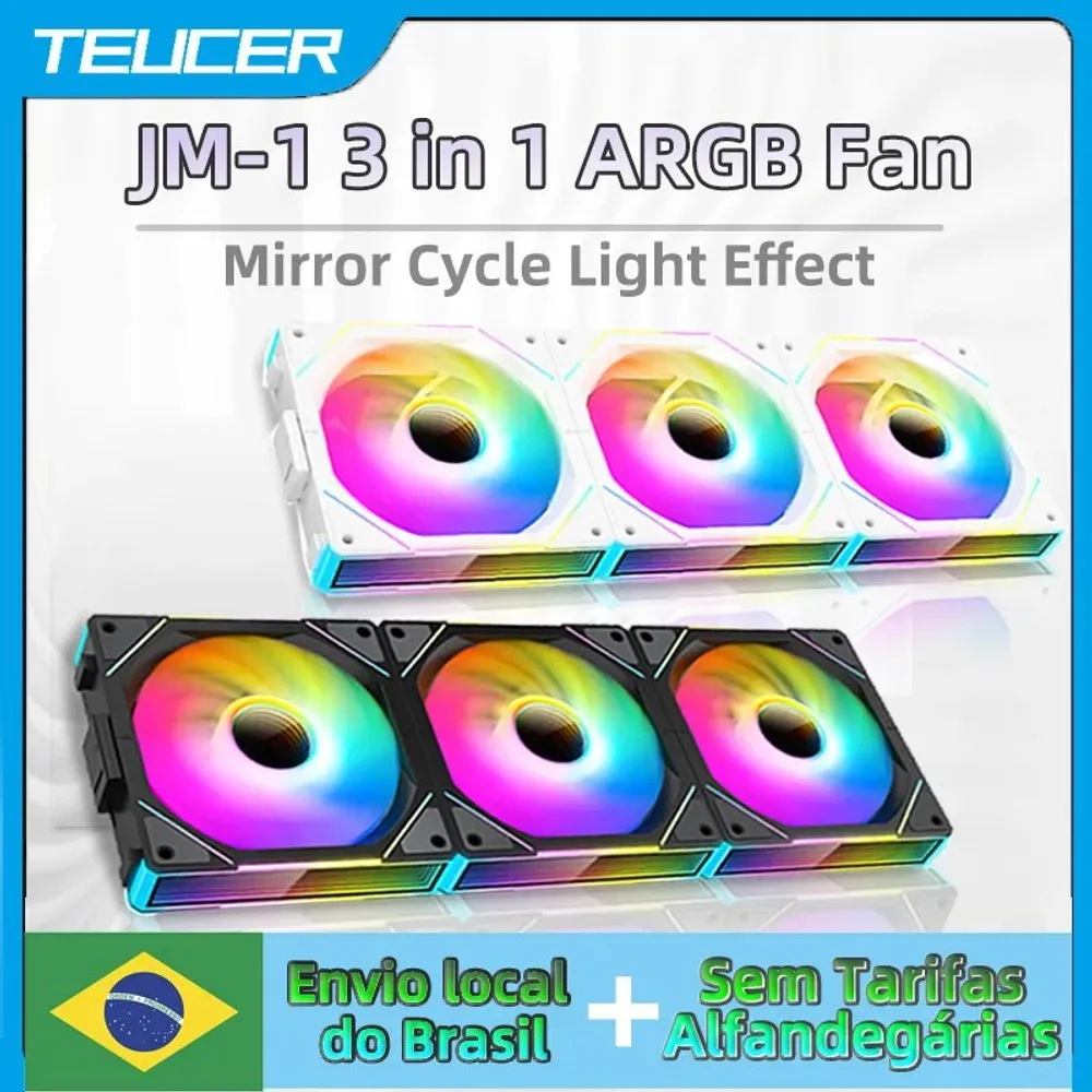 Kit 3x Fans Magnéticas TEUCER JM-1 aRGB 5v 360mm link 0526 (BR)