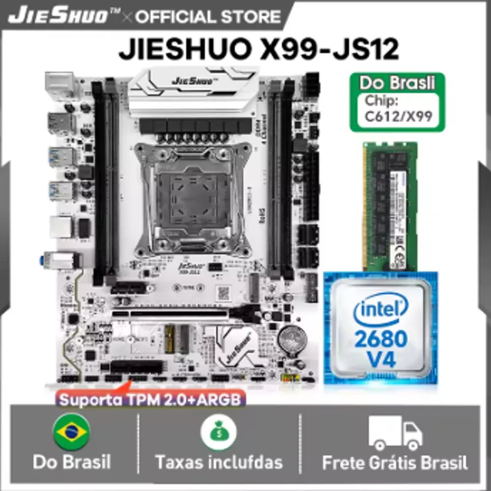 KIT X99 Jieshuo JS12 ARGB+ 2680v4 + 1x16GB Ddr4 (BR)