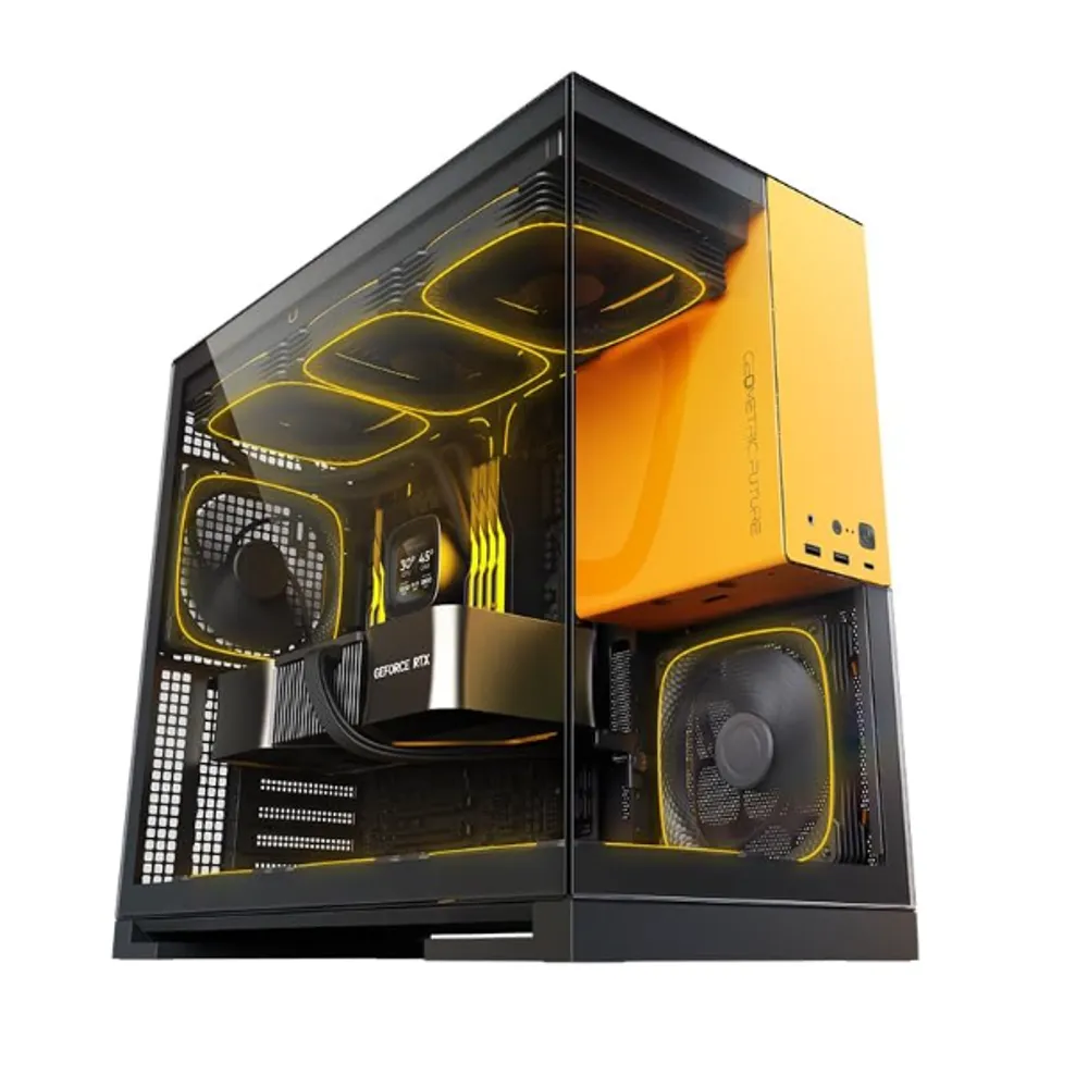 Gabinete Geometric Future Model 5 Preto e Amarelo com 5 Fans