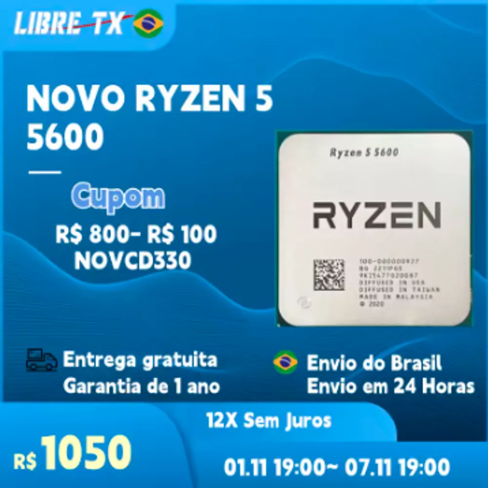 RYZEN 5 5600 6/12 link 0365 (BR)