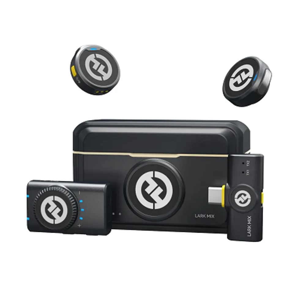 Hollyland Lark M2 Microfone de Lapela Sem Fio, Mini Microfone 48kHz/24bit, Cancelamento de Ruído para Gravação e Transmissão, Compatível com iPhone/Camera/Android/PC(2TX+2RX+Estojo de Carregamento)