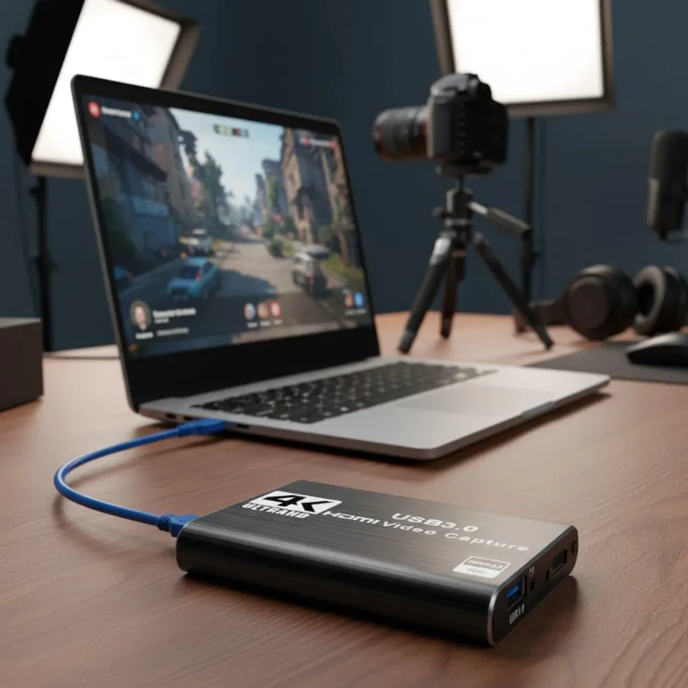 Placa de captura de vídeo HDMI Externa, Live, Jogos 4K 1080P 60FPS, Placa de captura USB 3.0 para gravação de vídeo streaming, Gamer, Dispositivo, Compatível Nintendo Switch. PS5, Xbox