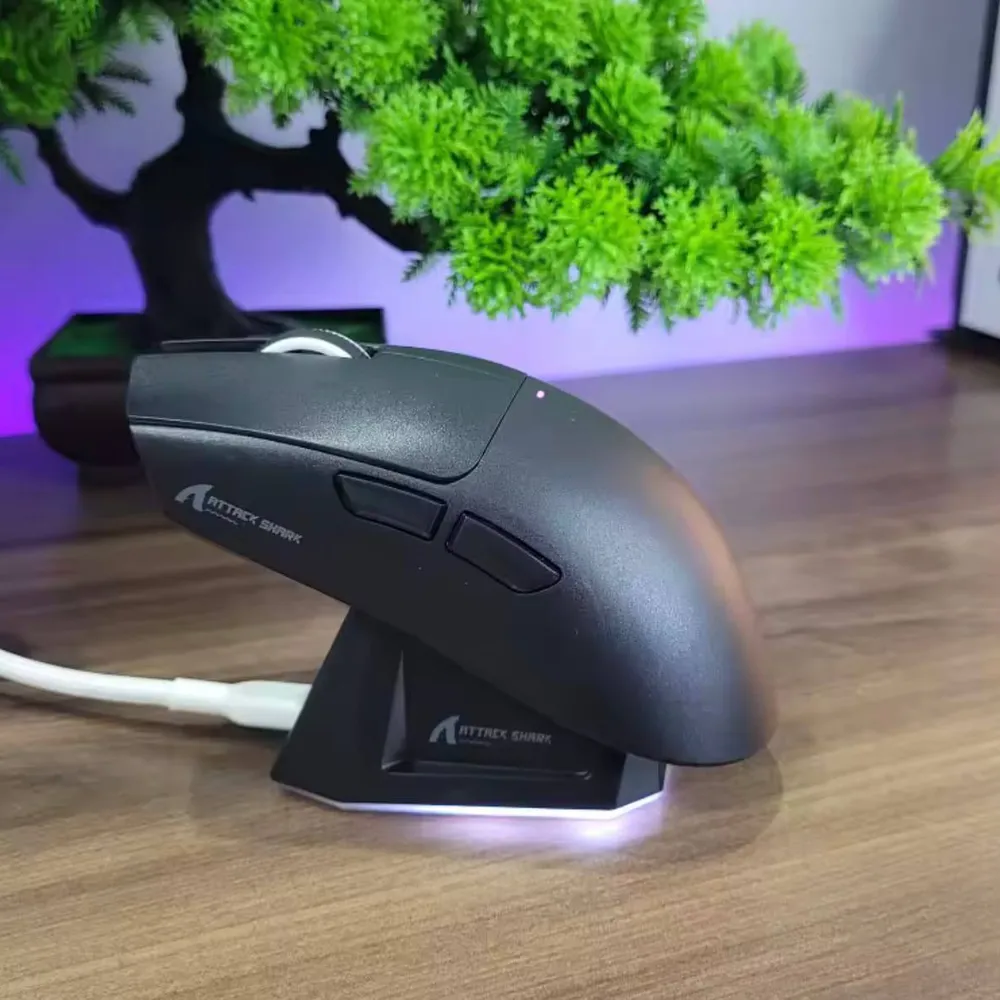 Attack Shark X11 Preto Bluetooth Mouse Sem Fio Três Modos 2.4G PAW3311 RGB PC Doca de carregamento Magnético, Jogos E-sports Mouse