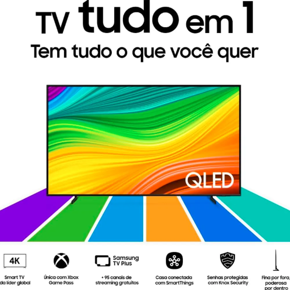 Samsung Smart TV 50" QLED 4K 50Q60D - Tecnologia de Pontos Quânticos, Design AirSlim