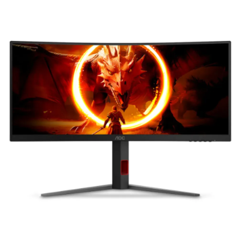 Monitor Gamer Curvo Agon Quad 34” Aoc Wqhd, 180hz, 0.5ms, Com 2.500.000:1 De Contraste - U34g4c/57 - Bivolt