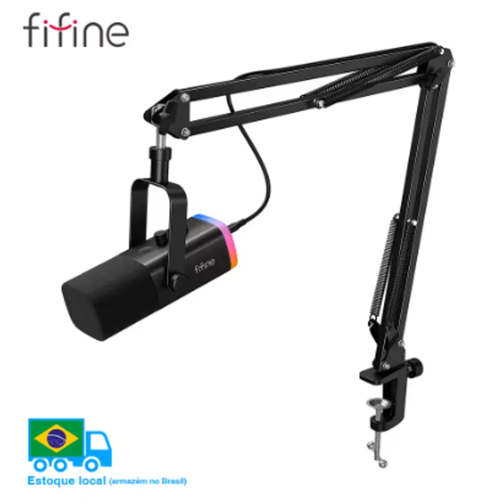 Fifine Kit Braço + Microfone USB RGB Fifine AM8T AM8 com suporte articulado